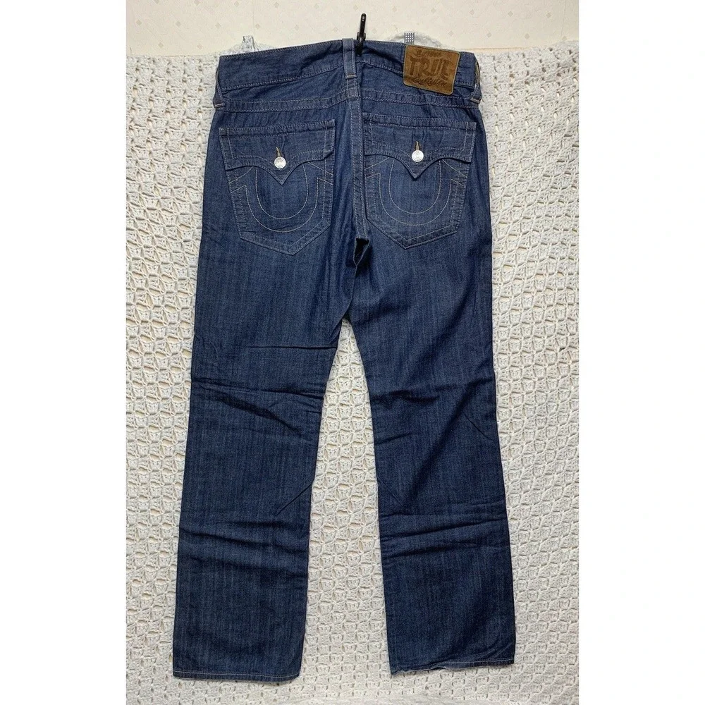 Vtg True Religion Jeans Men Tag 34 Apprx W36 L33  Blue Denim Bootcut Made in USA